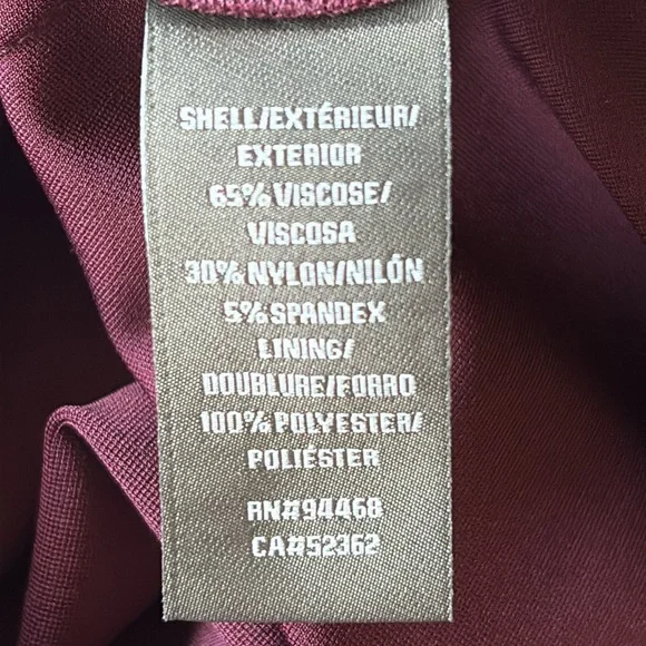 Vera Wang Sleeveless Cut-Out Asymetrical Hem Draped Midi Dress Burgundy Sz 2 - Picture 11 of 12